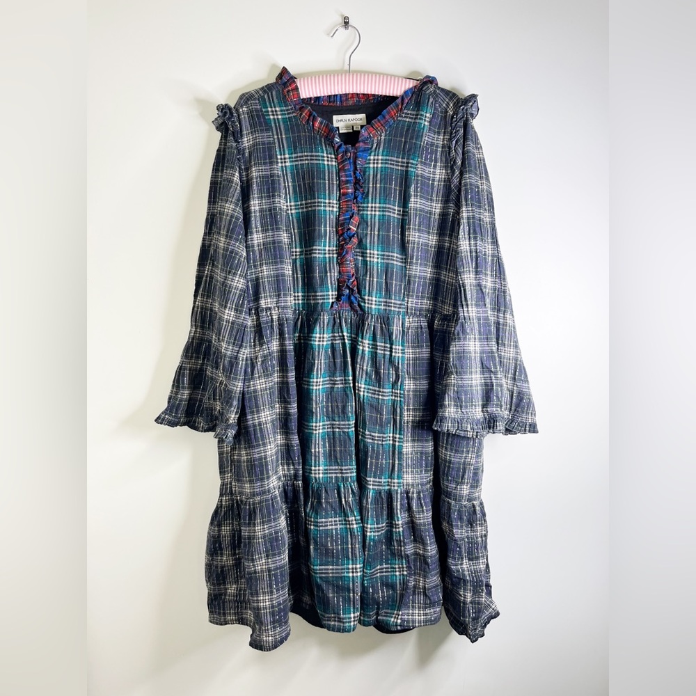 Anthropologie Dhruv Kapoor Ariana Plaid Ruffled Mini Dress - Picture 5 of 16